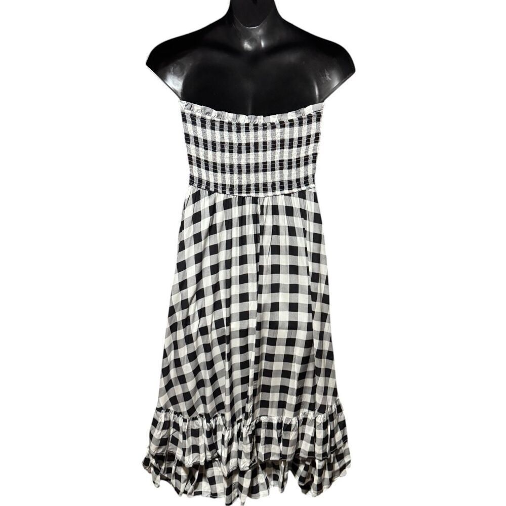 Bibi SmockedāGingham Midi Dress Strapless High Low Ruffle XL NWT - Picture 11 of 13